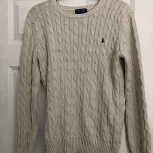 Ralph Lauren Cream Cable Knit Crewneck Sweater